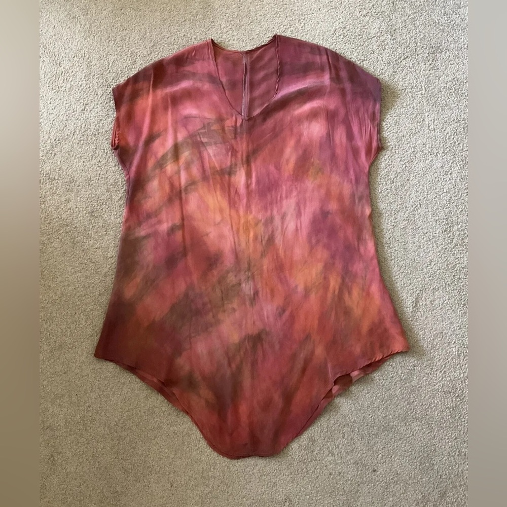 EUC Junim LA Silk Dress Tie Dye Orange Pink * Extra Small